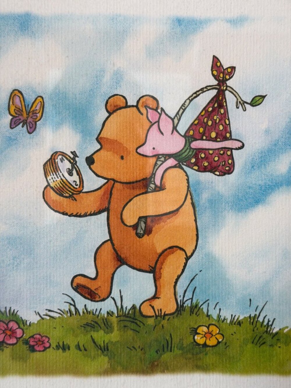 Vintage Disney Classic Pooh Framed Wall Art Winnie the Pooh Piglet Nursery Decor - Picture 2 of 10